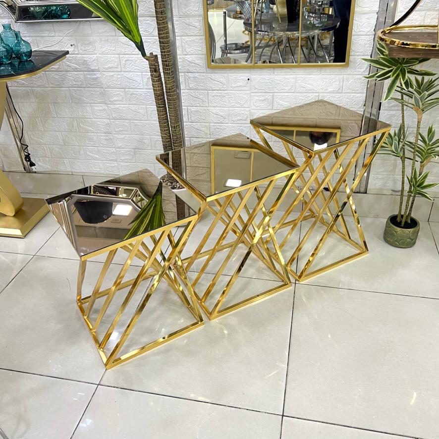 Square Gold Mirror Top 3-Piece Set