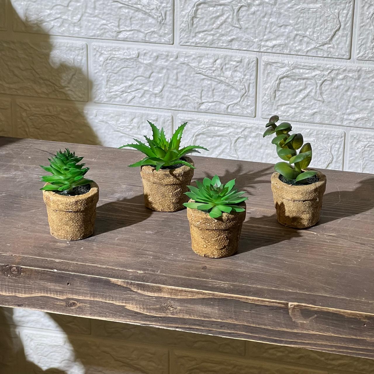 Clay Pot Look Mini Artificial Plant