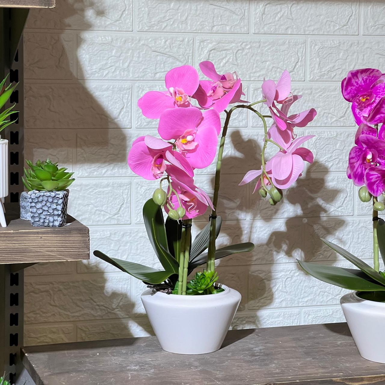 White Pot Orchid Artificial Plant