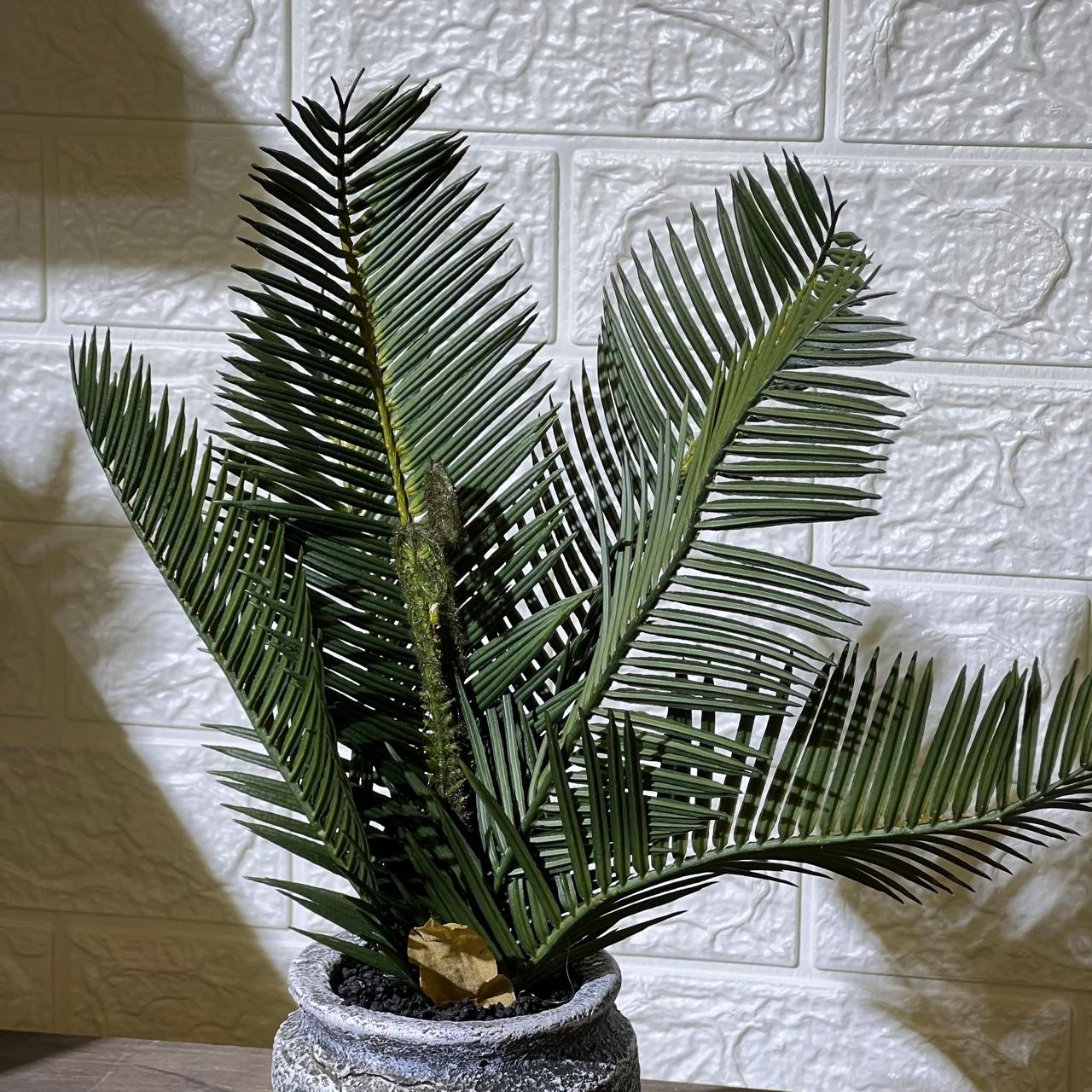 Rustic Concrete Look Pot Mini Palm Artificial