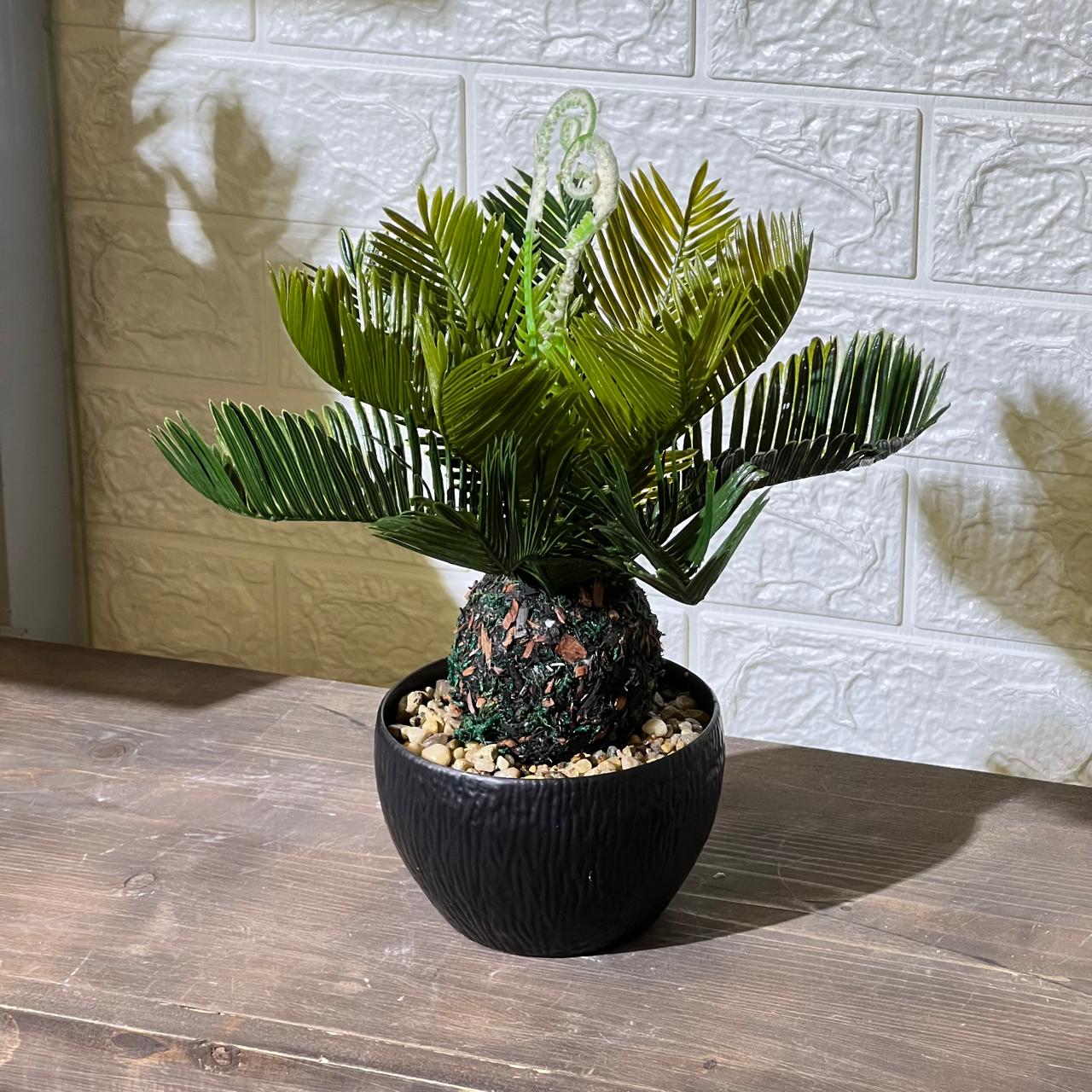 Mini Palm Artificial Plant Black Pot