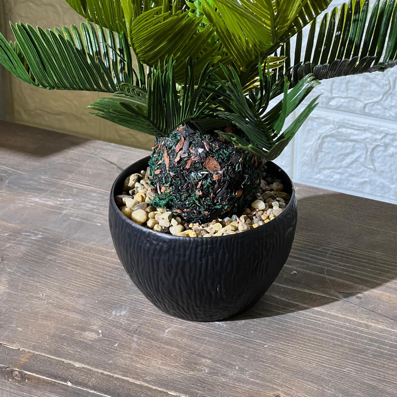 Mini Palm Artificial Plant Black Pot