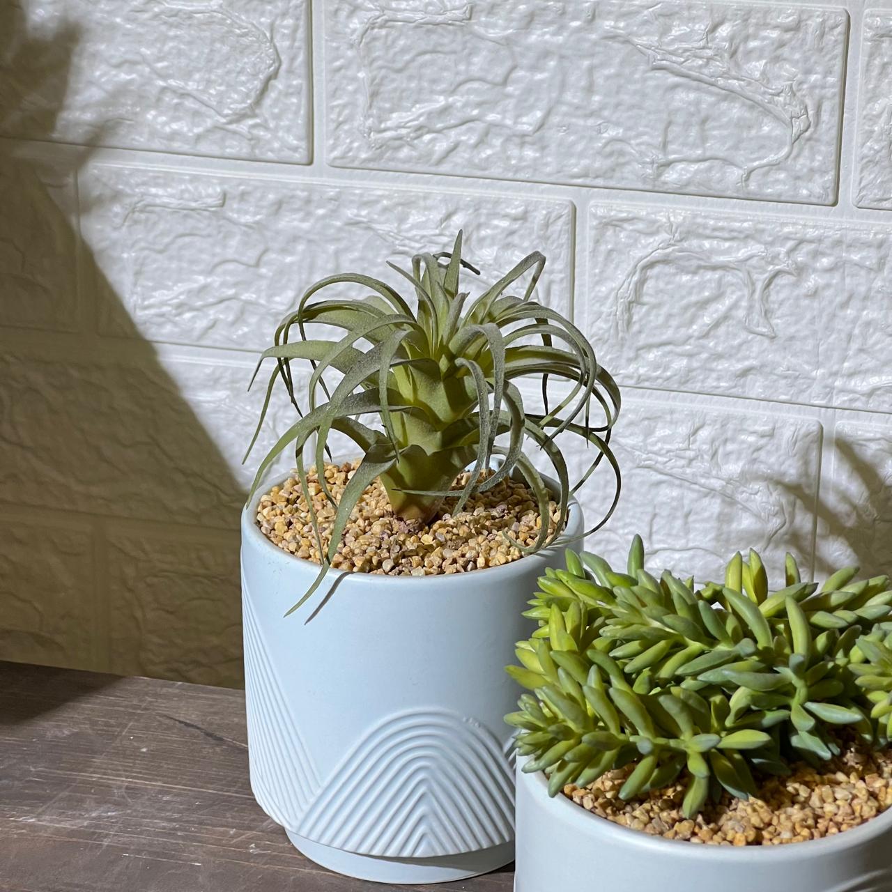 Light Blue Pastel Pot Artificial Plant