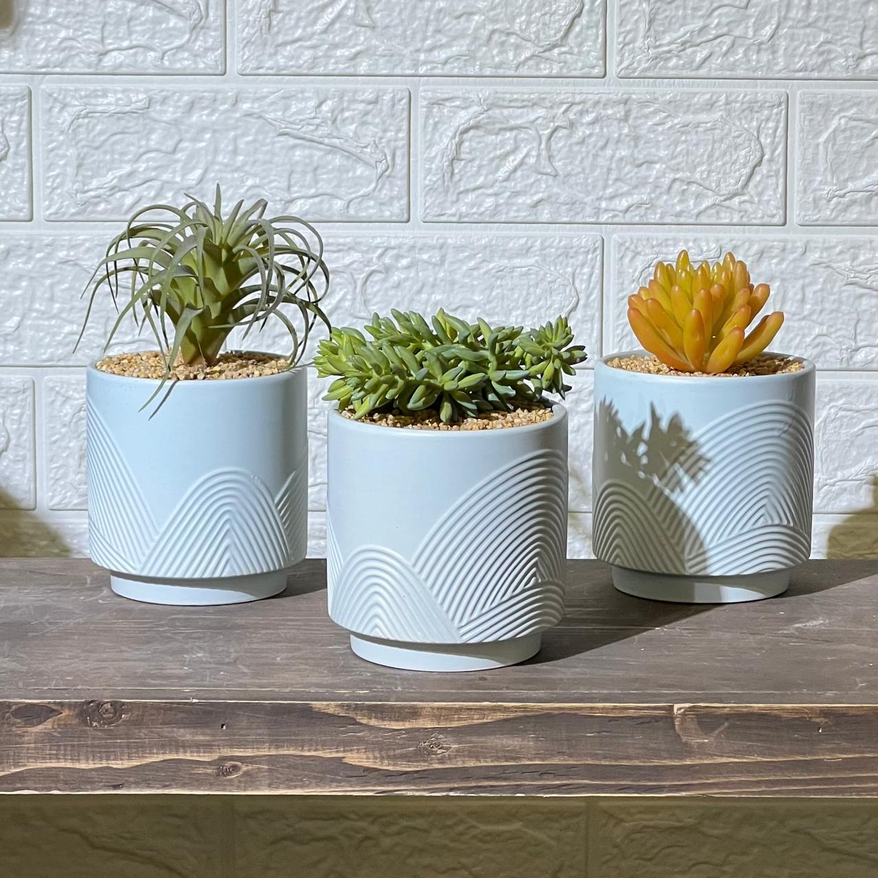 Light Blue Pastel Pot Artificial Plant