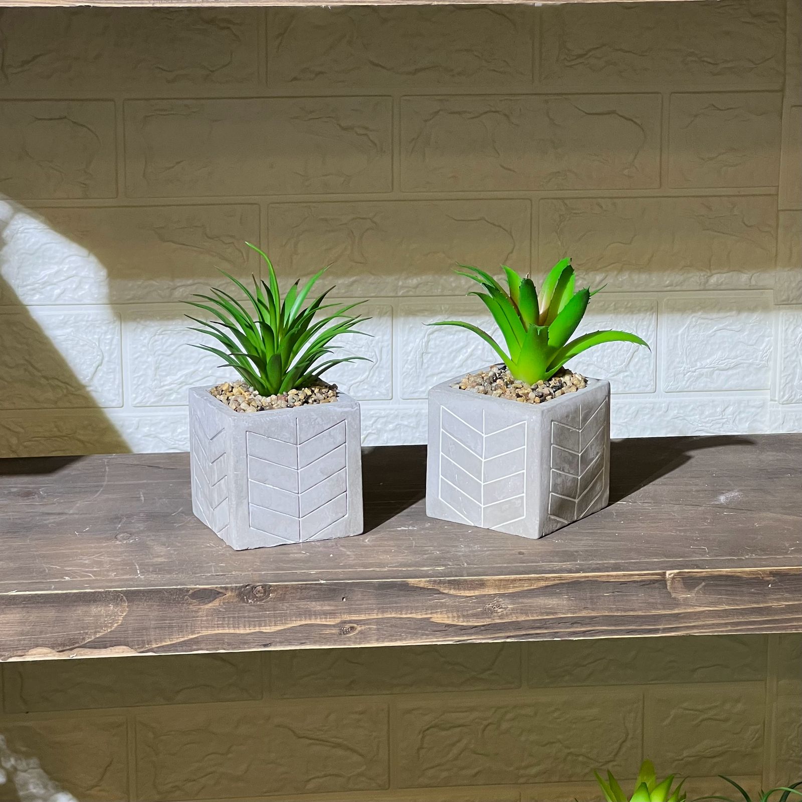 Patterned Concrete Pot Succulent Artificial