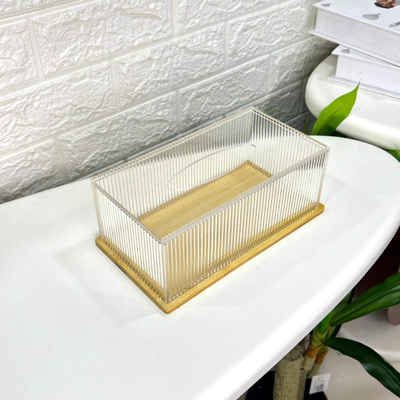 Wood Base Clear Tissue Box