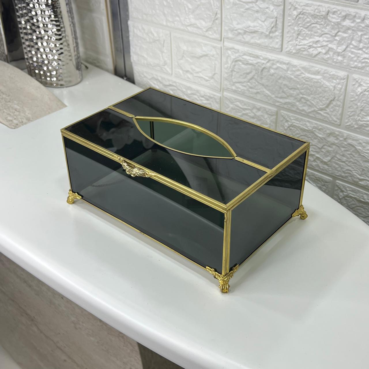 Classy Black Glass Tissue Box