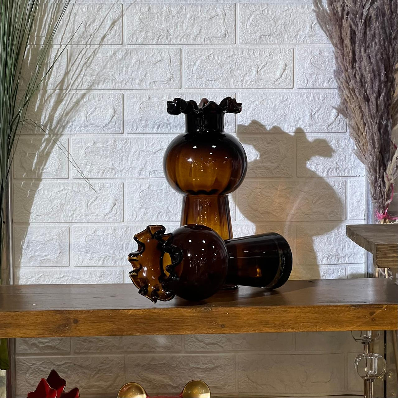 Deep Brown Drip Vase Set