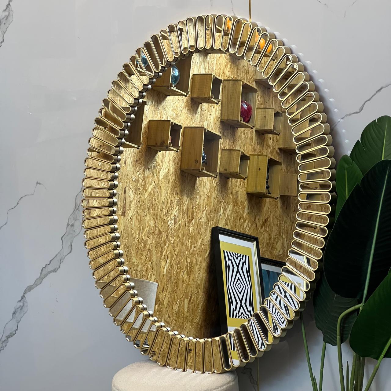 Huge Beautiful Retro Modern Golden Mirror
