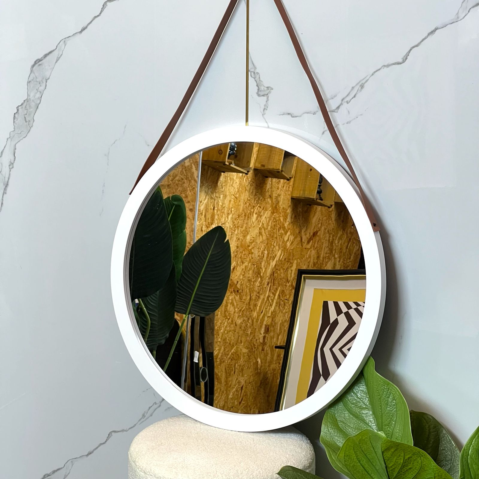 Thick Frame Round Mirror
