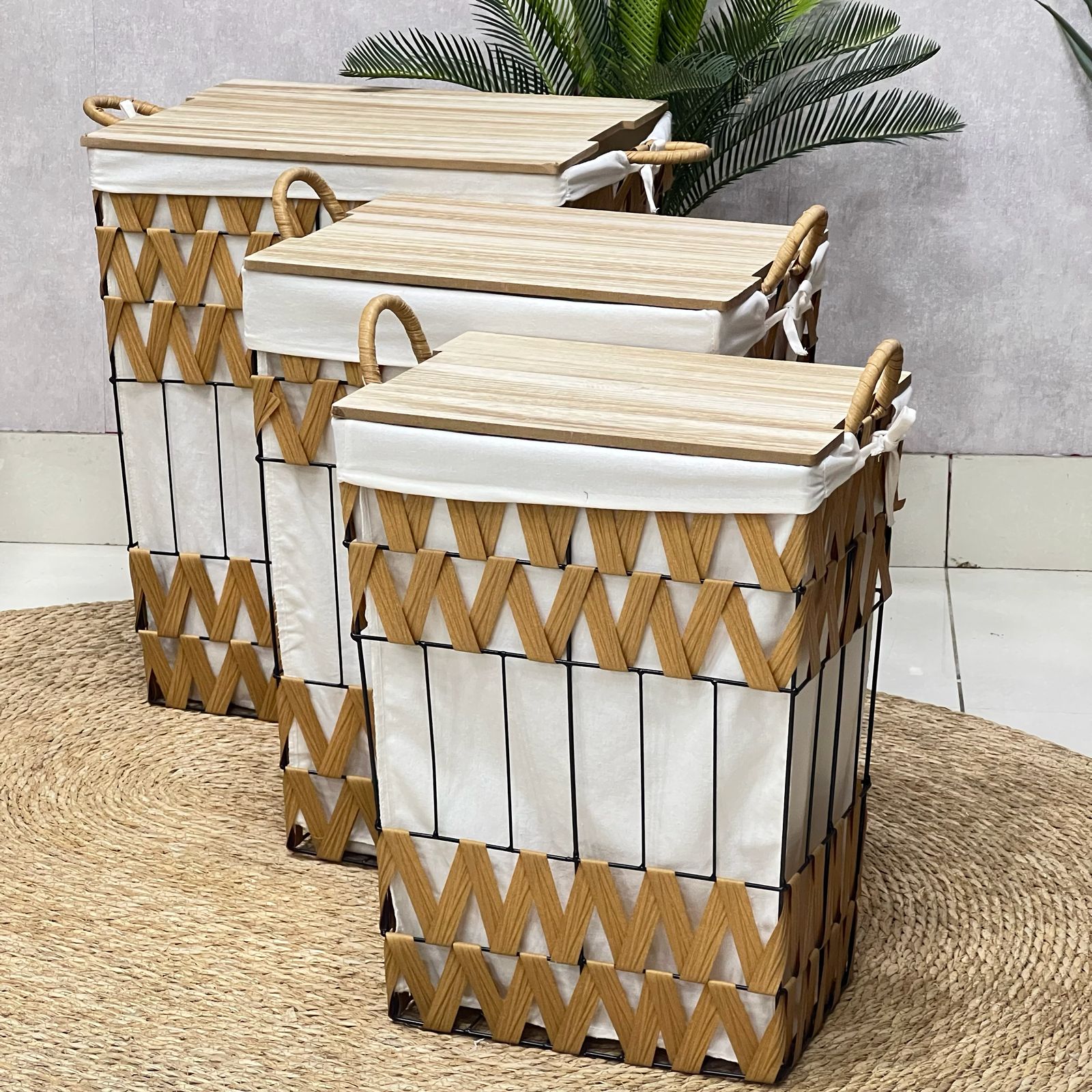 Metal Whicker Laundry / Storage Set