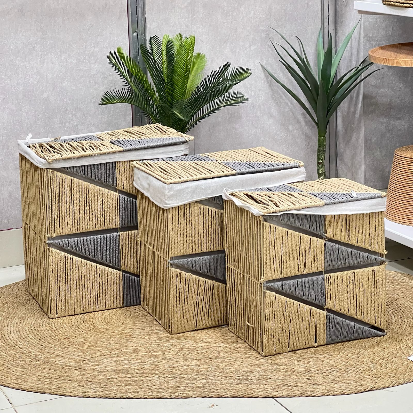 Grey & Brown Whicker Set