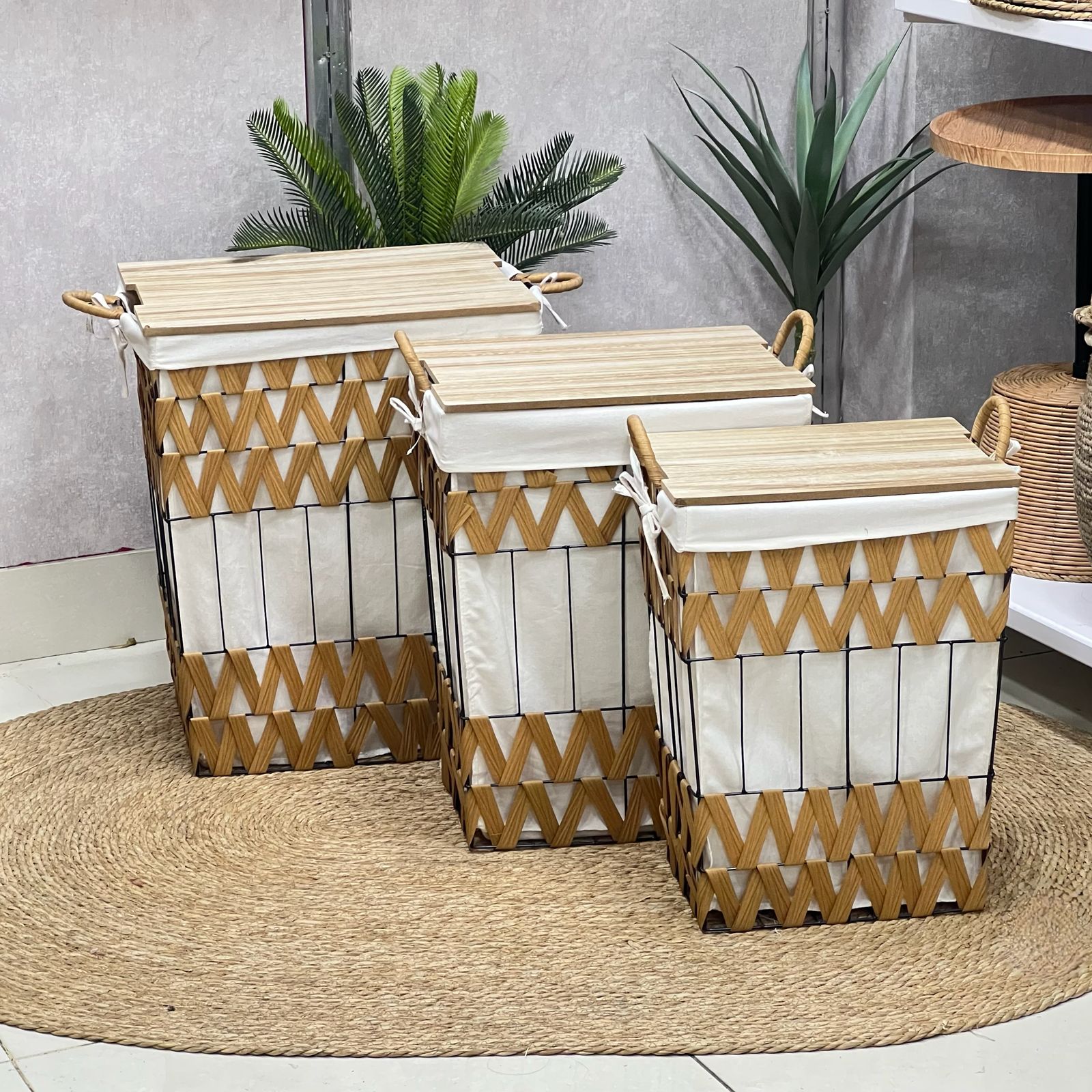 Metal Whicker Laundry / Storage Set