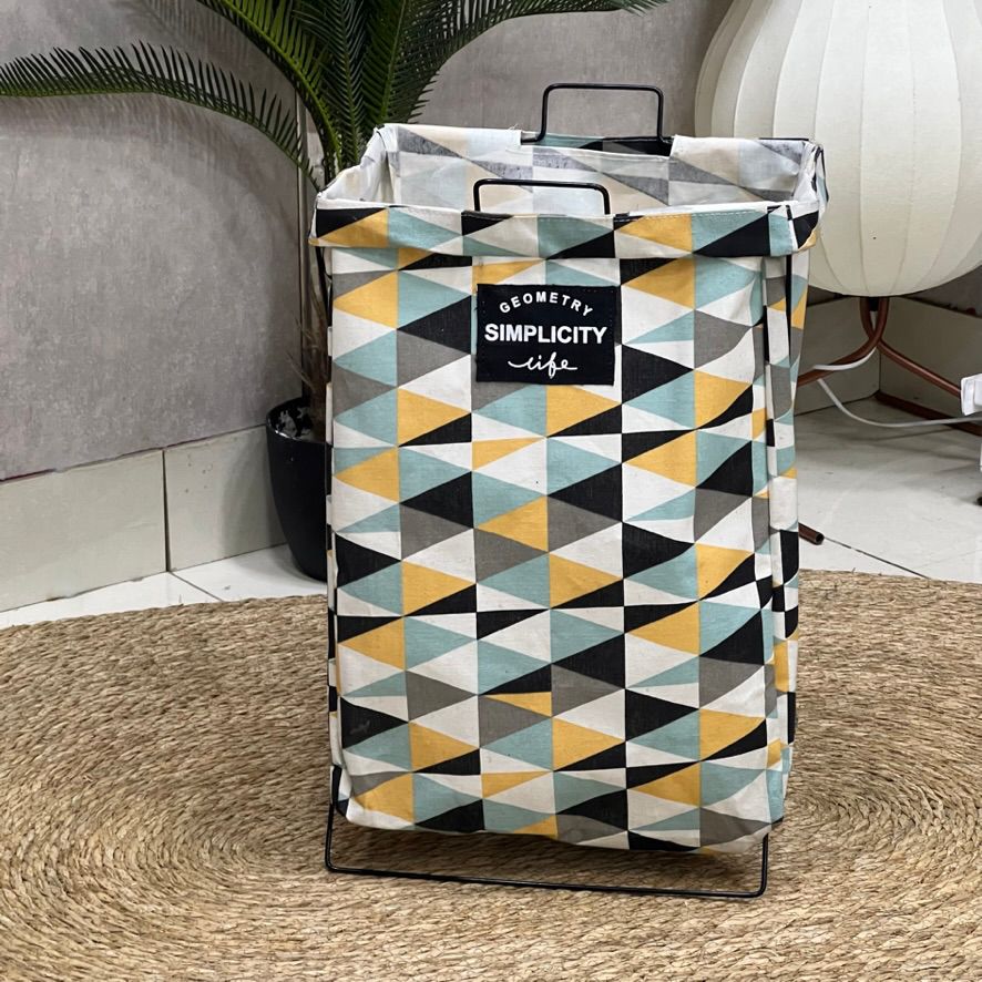 Fun Pattern Standing Wire Frame Laundry Basket
