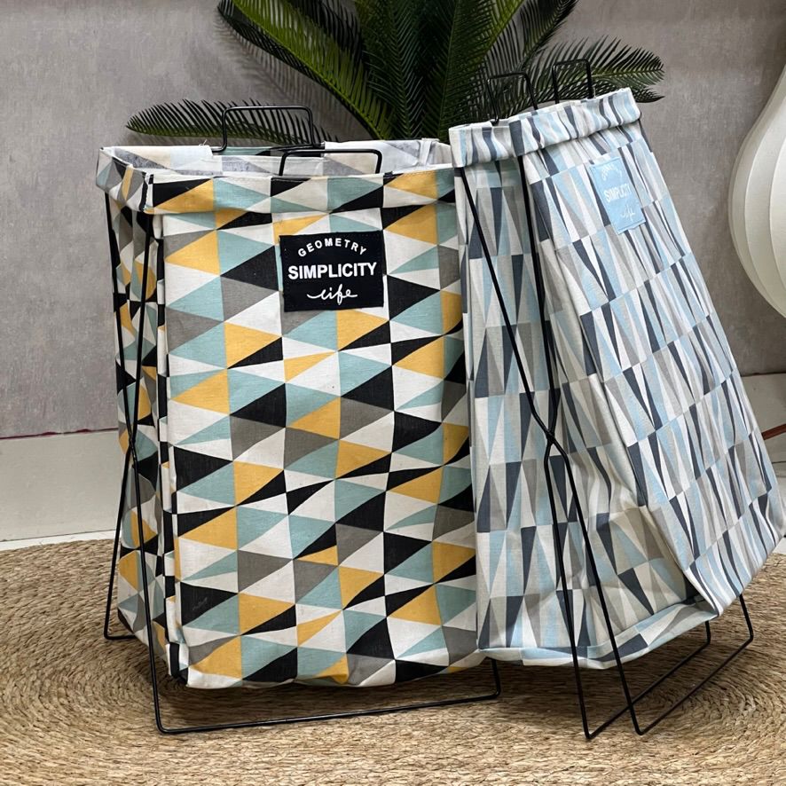 Fun Pattern Standing Wire Frame Laundry Basket