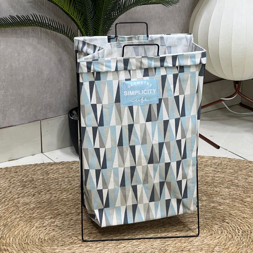 Fun Pattern Standing Wire Frame Laundry Basket