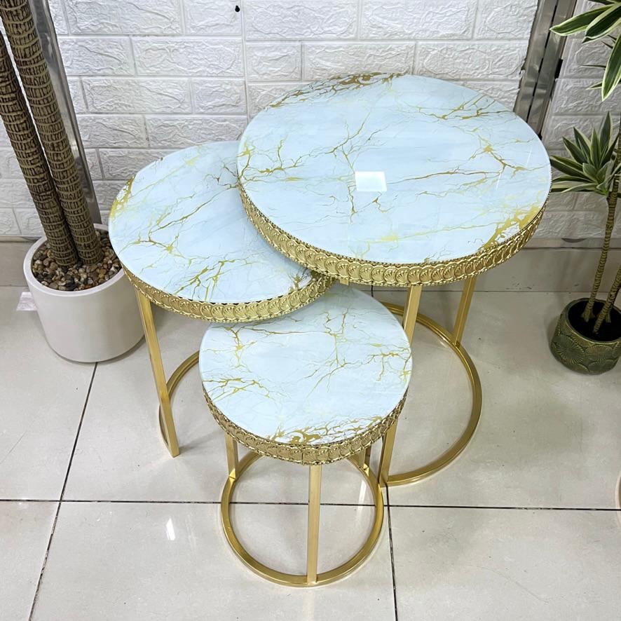 Round 3-Piece Set Marble Top