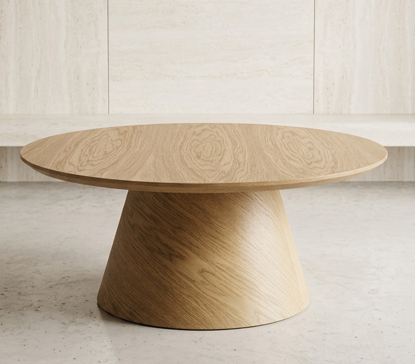 Modern Travertine Round Coffee Table