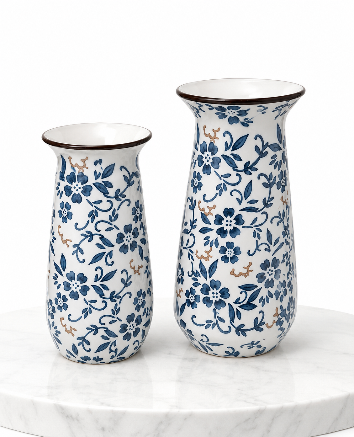 Blue Floral Ceramic Vase