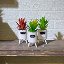 White Pot with Stand Artificial Plant