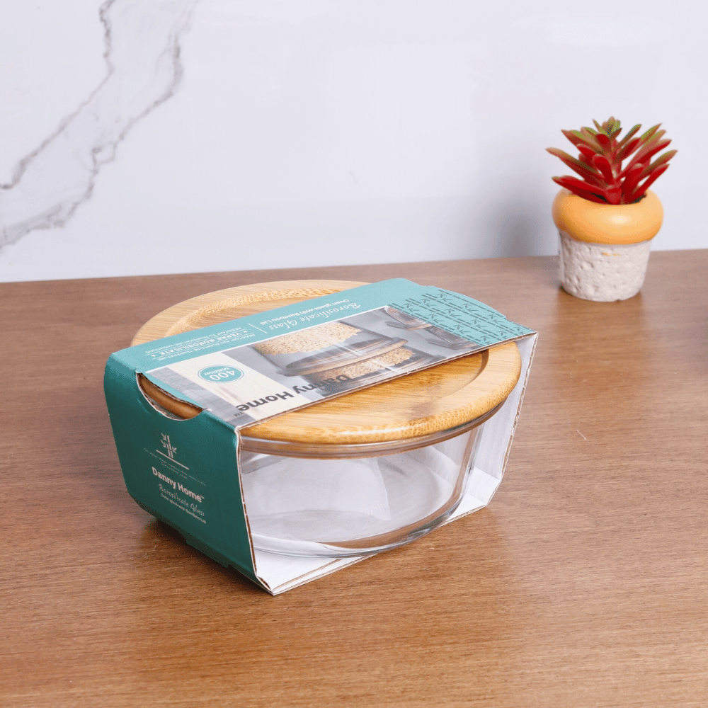 Glass And Wood Food Container