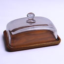 Cake Glass And Wood Container