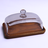 Cake Glass And Wood Container