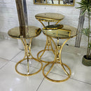Golden Mirror Round 3-Piece Set Table