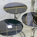 Silver Black Mirror Top Round 3-Piece Set