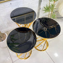 Gold Edge Black Mirror Top Round 3-Piece Set