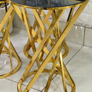 Gold Edge Black Mirror Top Round 3-Piece Set