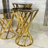 Gold Edge Black Mirror Top Round 3-Piece Set