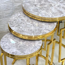 Marble Top Pattern Mirror Top Round 3-Piece Set