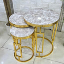 Marble Top Pattern Mirror Top Round 3-Piece Set