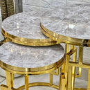 Marble Top Pattern Mirror Top Round 3-Piece Set