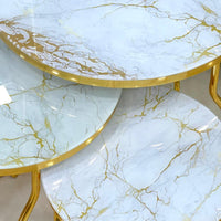 Curve Marble Pattern Mirror Top Round 3-Piece Set