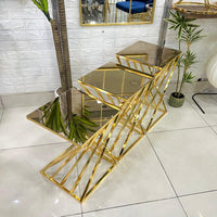 Square Gold Mirror Top 3-Piece Set