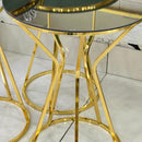 Golden Mirror Edge Legs Round 3-Piece Set Table