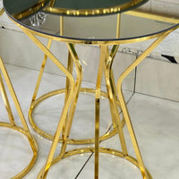 Golden Mirror Edge Legs Round 3-Piece Set Table