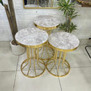 Round White Marble Top 3-Piece Set Tables