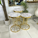 Round White Marble Top 3-Piece Set Tables
