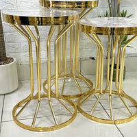 Round White Marble Top 3-Piece Set Tables