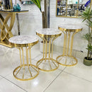 Round White Marble Top 3-Piece Set Tables