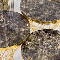 Striped Legs Black Marble Top 3-Piece Set Tables