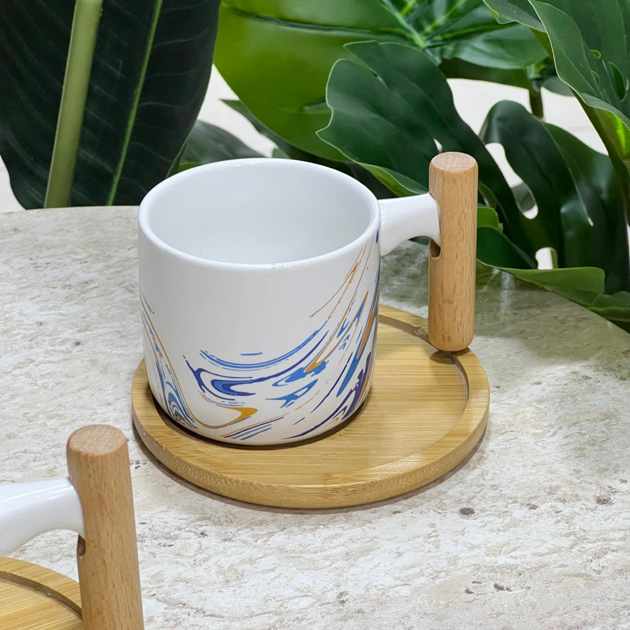 Wooden Trey White Mug