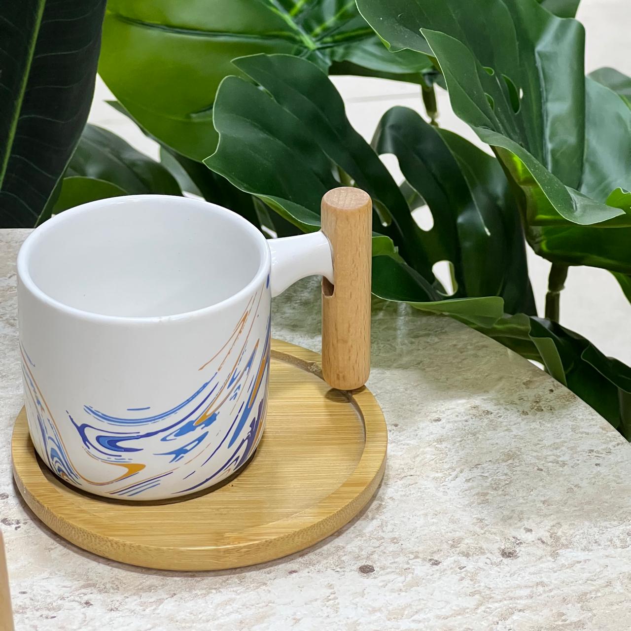 Wooden Trey White Mug