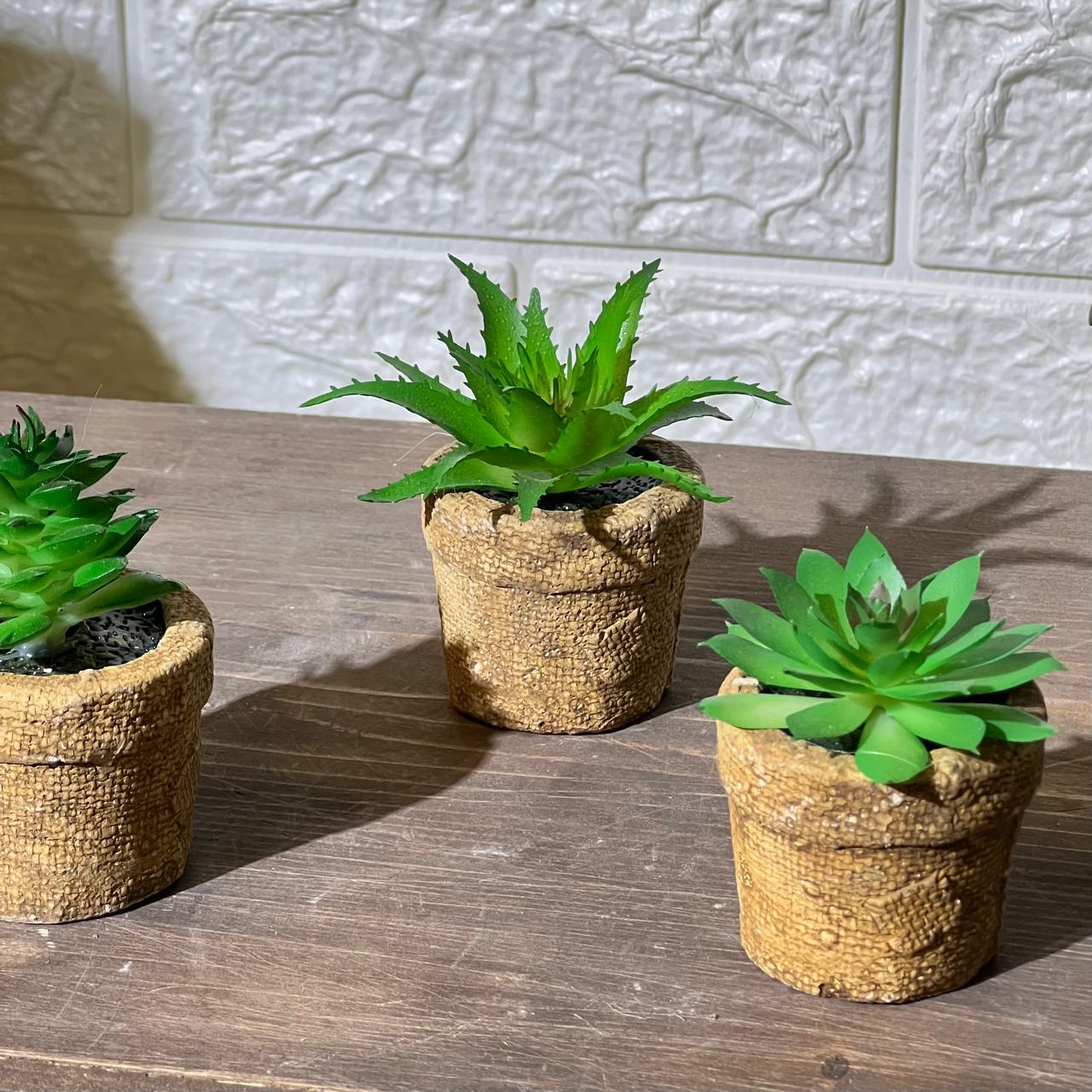 Clay Pot Look Mini Artificial Plant