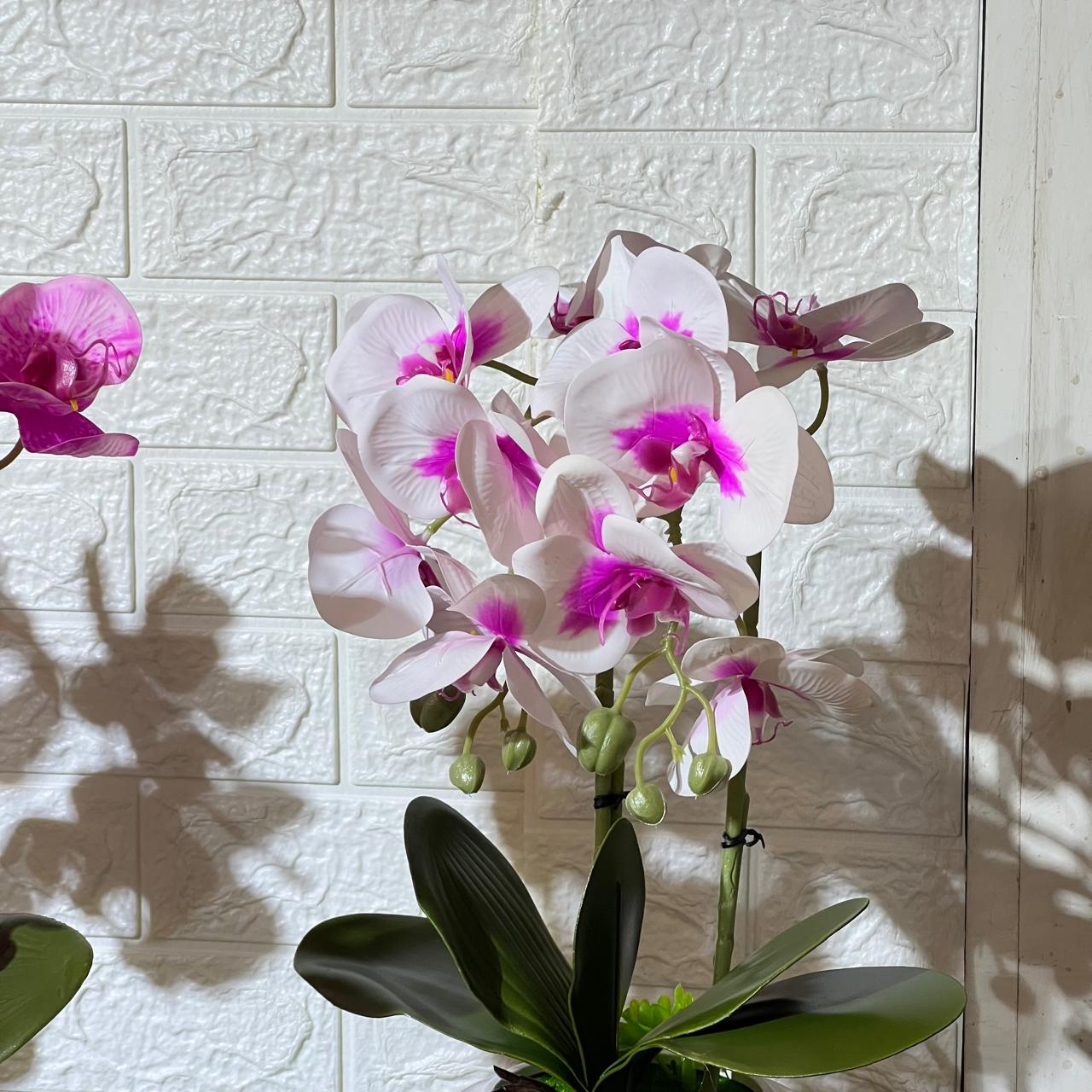 White Pot Orchid Artificial Plant