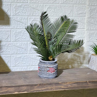 Rustic Concrete Look Pot Mini Palm Artificial