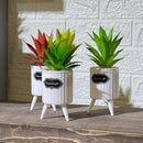 White Pot with Stand Artificial Plant